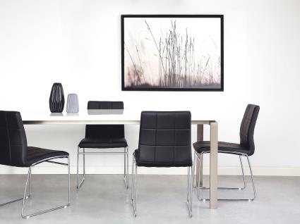 Conjunto de 2 cadeiras em aço inoxidável e pele preta KIRON