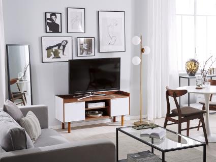 Móvel de TV branco com castanho escuro MADERA