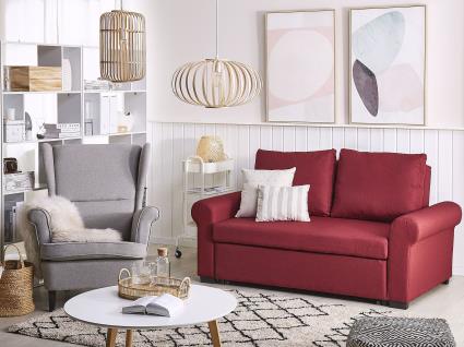 Sofá-cama de 2 lugares em tecido vermelho SILDA