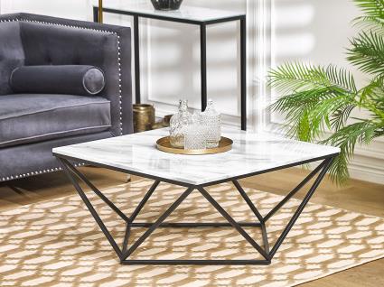 Mesa de centro com efeito de mármore branco e pés pretos MALIBU