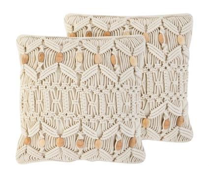 Conjunto de 2 almofadas decorativas 45 x 45 cm creme NICAEA