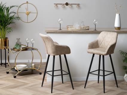 Conjunto de 2 bancos de bar em tecido creme DARIEN