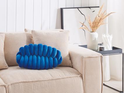 Almofada decorativa azul com nó 45 x 25 cm PANARA
