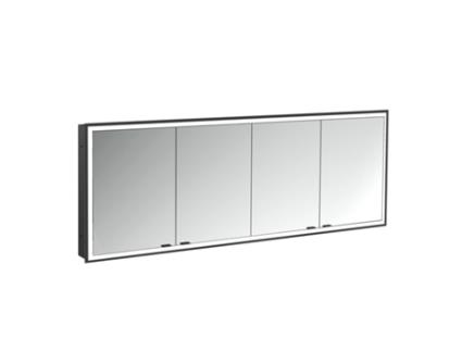 Armário Espelho Iluminado EMCO Prime Facelift 1800 Mm 4 Portas Modelo de Encastrar 9497 Cor: Preto/Espelho