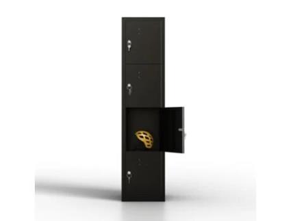 Cacifo Metálico de 4 Portas Armário de Arrumação para Oficina Ou Escritório Armário com Fechadura Preto TWINTHINK