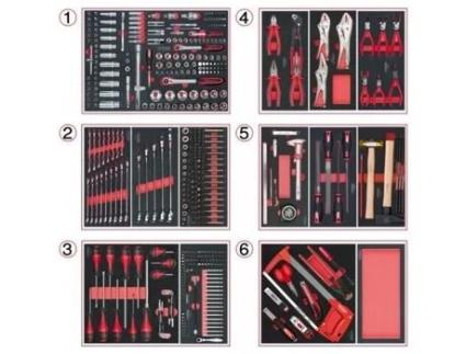 Composição de Ferramentas 6 Gavetas para Carrinho 455 Peças Ks Tools 714.0452 KSTOOLS