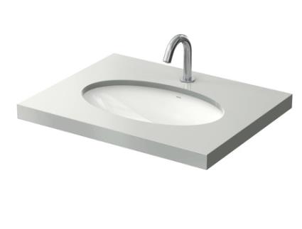 Lavatório de Encastrar TOTO Wu Sem Furo para Torneira com Descarga 590X380Mm Lavatório Redondo Lw1506Juywf#W