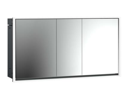 Armário com Espelho Iluminado para Sótãos Da EMCO 1600 Mm 3 Portas Modelo de Encastrar 9798 Cor: Preto/Espelho
