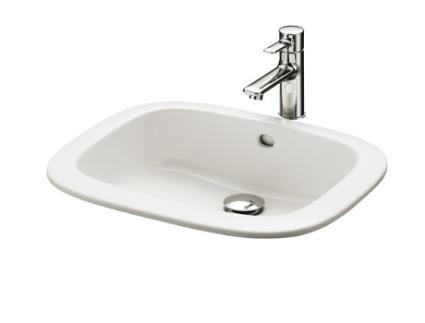 Lavatório de Encastrar TOTO Angular Sem Furo para Torneira com Descarga 530X450Mm Cefiontect Lw763Y