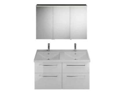 Conjunto Eqio Composto Por Armário com Espelho Versão Direita Lavatório Duplo em Cerâmica e Móvel de Toucador Largura: 1230 Mm Sfaq123R BURGBAD