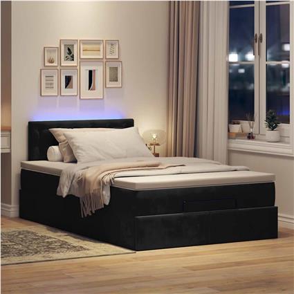 vidaXL Estrutura de cama otomana com colchão 120x200 cm veludo preto