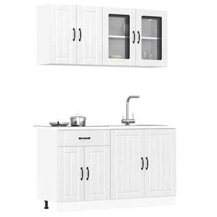 vidaXL 4 peças armário de cozinha conjunto Kalmar branco brilhante