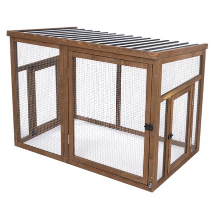 Galinheiro de madeira TIAKI Ranch (opcionalmente expansível) - Caixa exterior: C 116 x L 78 x A 89,8 cm