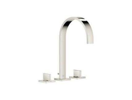 Torneira de Lavatório de Três Furos Mem Da DORNBRACHT com Rosas Simples com Descarga Emergente Projeção de 200 Mm 20715782 Cor: Platina