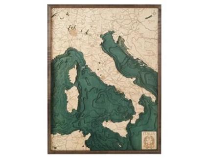 Mapa 3D com Moldura Itália L Madeira Multicolorido 61X6X81 Cm CUTTING BROTHERS