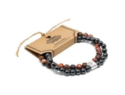 Pulseira de Pedras Naturais Magnética Pele de Leopardo 10X4X3 Cm