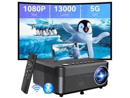 Projetor SUREWHEEL Sw10 Fhd 1080P Ecrã de 180 Polegadas 5G Wifi Bluetooth 13000 Lúmens Função de Zoom Correção Keystone