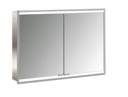 Armário Espelho Iluminado EMCO Prime 2 Facelift 1000 Mm 2 Portas Modelo de Encastrar 9497 Cor: Alumínio/Espelho