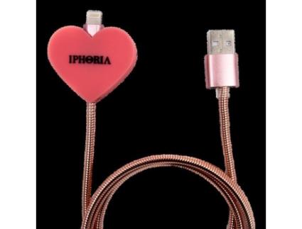 Cabo Relâmpago Coração Metálico IPHORIA Rosa