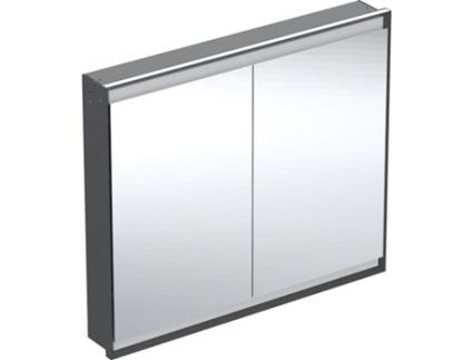 GEBERIT One Armário Espelho com Comfortlight 2 Portas Montagem Embutida 105X90X15Cm 505.804.00. Cor: Preto Mate / Alumínio com Revestimento em Pó