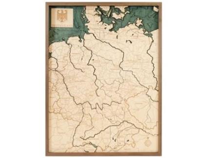 Mapa 3D com Moldura Alemanha Madeira Multicolorido 61X6X81 Cm CUTTING BROTHERS