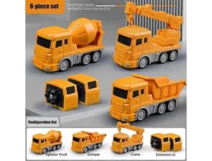 Boneco de Ação Robô Construção Magnética Transformar Carro Transformar Carro Robô Brinquedo Crianças Brincar Veículos de Construção CHRUI