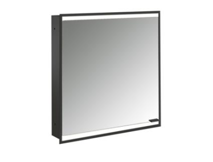 Armário Espelho Iluminado EMCO Prime 2 Facelift 600 Mm 1 Porta com Abertura À Esquerda Modelo de Encastrar 9497 Cor: Preto/Espelho