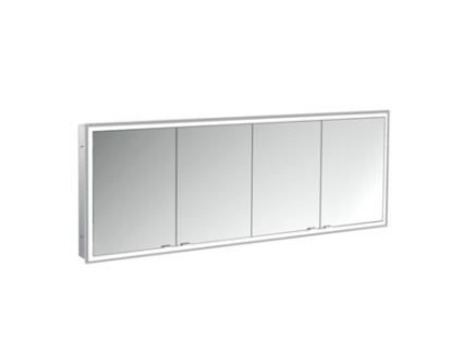 Armário Espelho Iluminado EMCO Prime Facelift 1800 Mm 4 Portas Modelo de Encastrar 9497 Cor: Alumínio/Espelho