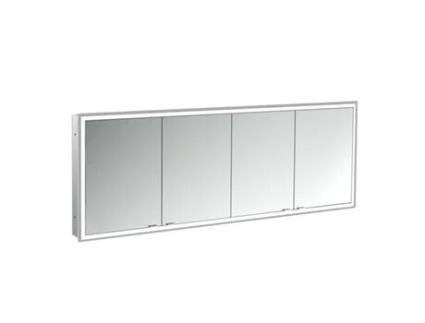 Armário Espelho Iluminado EMCO Prime Facelift 1800 Mm 4 Portas Modelo de Encastrar 9497 Cor: Alumínio/Branco