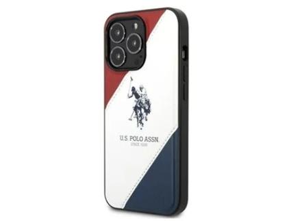 Capa para iPhone 14 Pro Max USPOLO Pele Sintética Branco