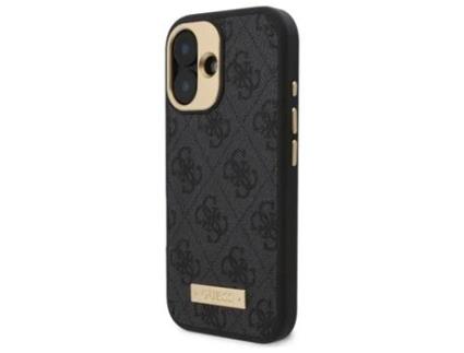 Capa para iPhone 16 GUESS Pele Sintética Rígida Preto