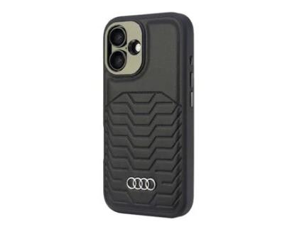 Capa para iPhone 16 AUDI Pele Sintética Rígida Preto