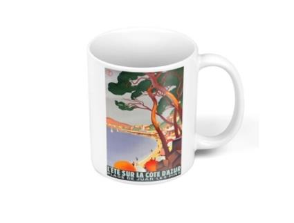Caneca de Cerâmica Summer On The Cote D'Azur Poster Vintage Travel Poster Art Déco Anos 30 FABULOUS BIJOUX