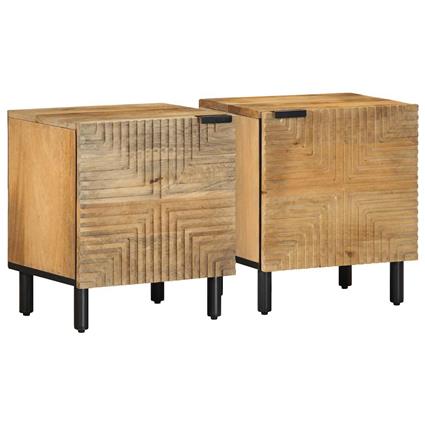 vidaXL Mesas de cabeceira 2 pcs castanho madeira mangueira maciça