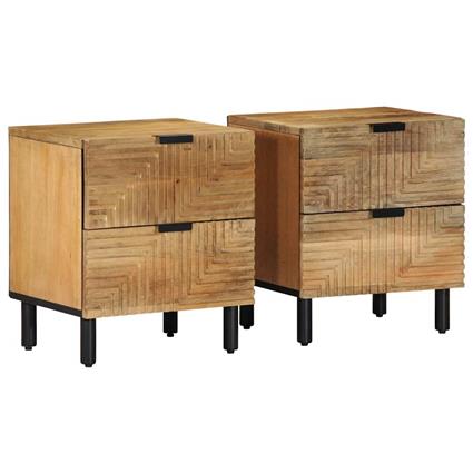 vidaXL Mesas de cabeceira 2 pcs castanho madeira mangueira maciça
