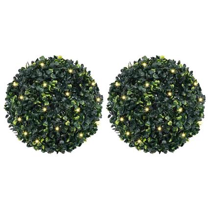 vidaXL Bolas artificiais de buxo com luzes LED 2 pcs verde 45 cm