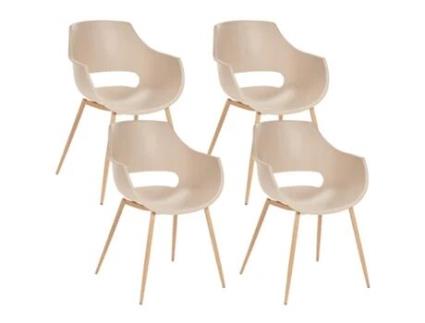 Conjunto de 4 cadeiras de refeição modernas em plástico BELIANI Millers de Material sintético Creme 55x60x82