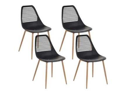 Conjunto de 4 cadeiras de refeição sem braços de estilo moderno BELIANI Montello de Material sintético Preto 46x54x84