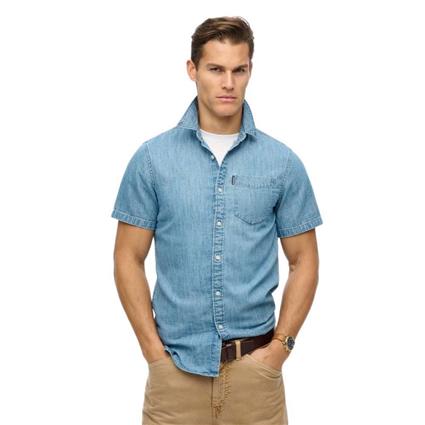 Superdry Camisa De Manga Curta Essential Denim
