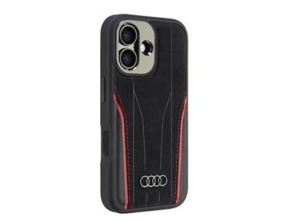 Capa para iPhone 16 AUDI Pele Sintética Rígida Preto