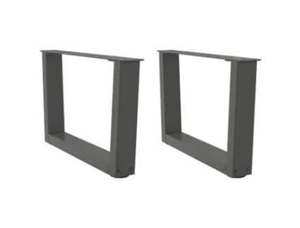 Conjunto 2 Perna da mesa de jantar VIDAXL Antracite Aço (50 x (30-31.3) cm)