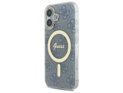 Capa para iPhone 16 GUESS Pele Sintética Rígida Azul