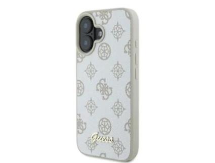 Capa para iPhone 16 GUESS Pele Sintética Rígida Branco