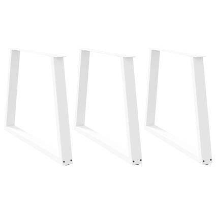 vidaXL Mesa de jantar pernas 3pcs forma de V 90x(72-73,3)cm aço branco