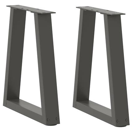 vidaXL Mesa de jantar pernas 2pcs forma V 38x(42-43,3)cm aço antracite