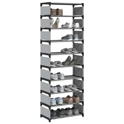 vidaXL Sapateira 10 camadas 54x28x158 cm tecido não tecido cinzento