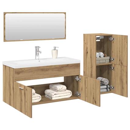 vidaXL 4 pcs móveis de casa de banho deriv. madeira carvalho artisiano
