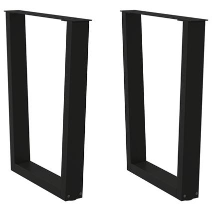 vidaXL Mesa de jantar pernas 2 pcs forma de V 60x(72-73,3)cm aço preto