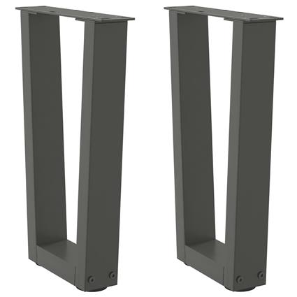 vidaXL Mesa de jantar pernas 2pcs forma V 38x(42-43,3)cm aço antracite