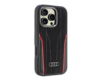 Capa para iPhone 16 Pro AUDI Pele Sintética Rígida Preto